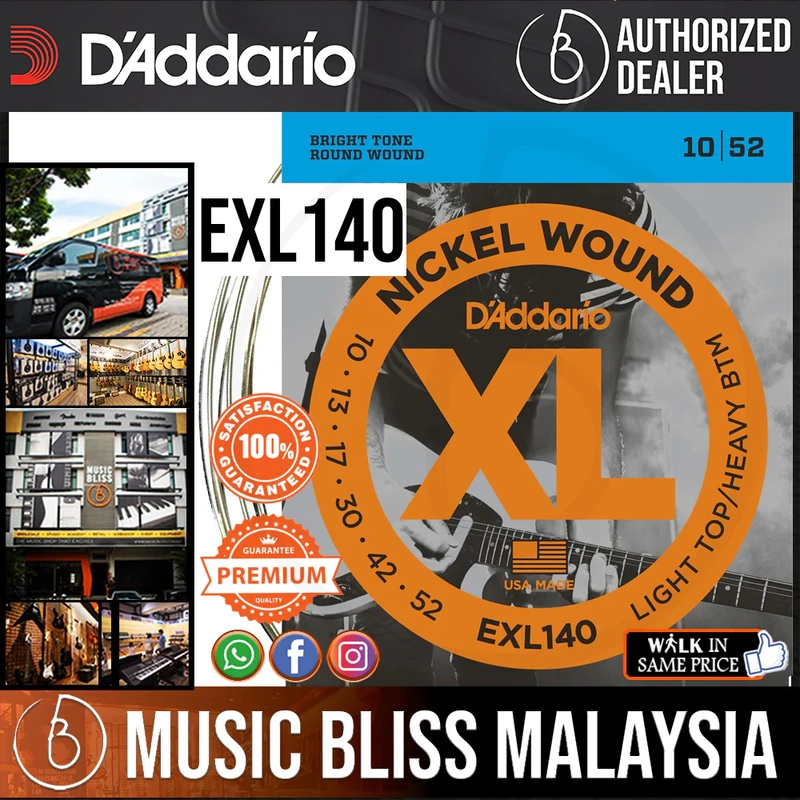 D'Addario EXL140 Nickel Wound Electric Strings -.010-.052 Light Top/Heavy Bottom