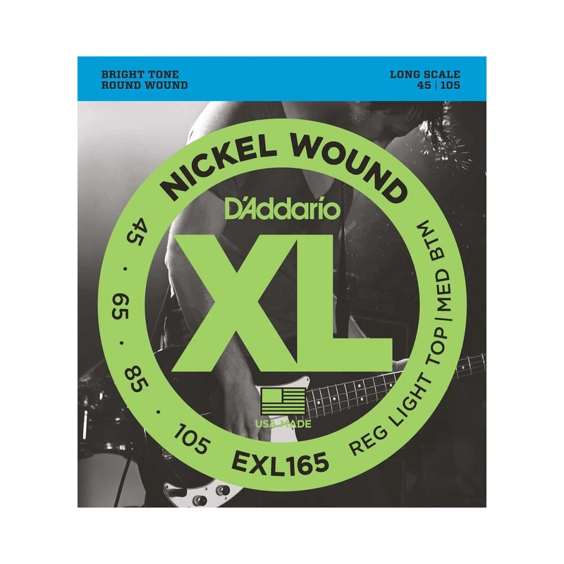 D'Addario EXL165 XL Nickel Long Scale Light Top / Medium Bottom Gauge Electric Bass Strings