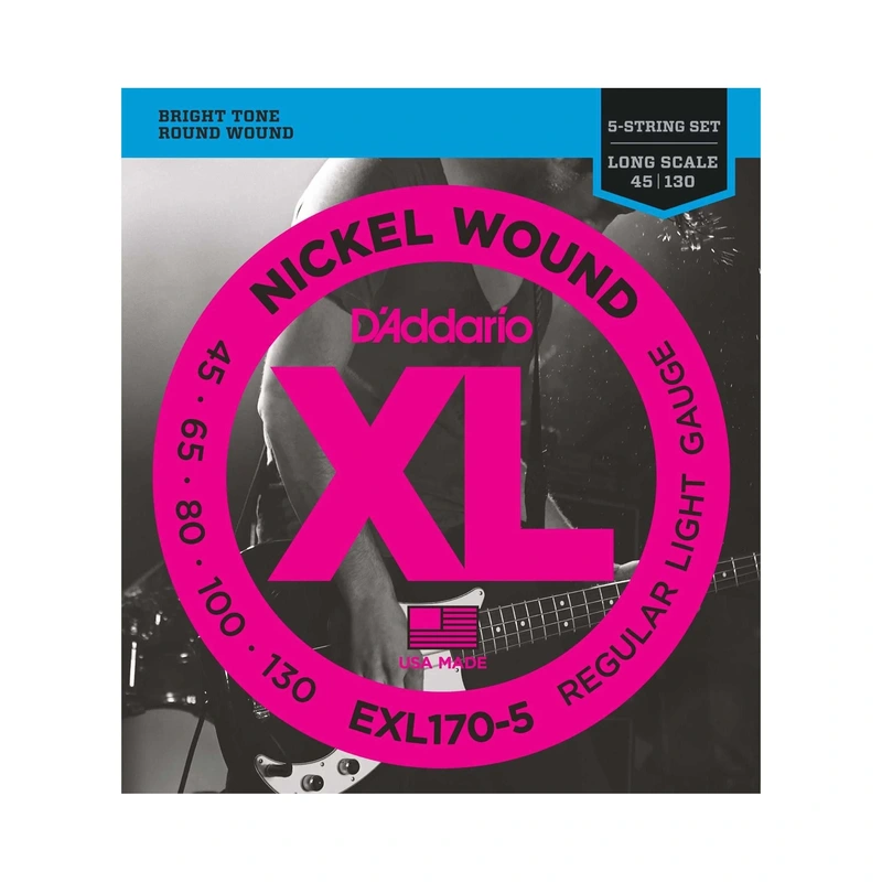 D'Addario EXL170-5 XL Nickel Round Wound Long Scale Light Gauge 5-String Electric Bass Strings