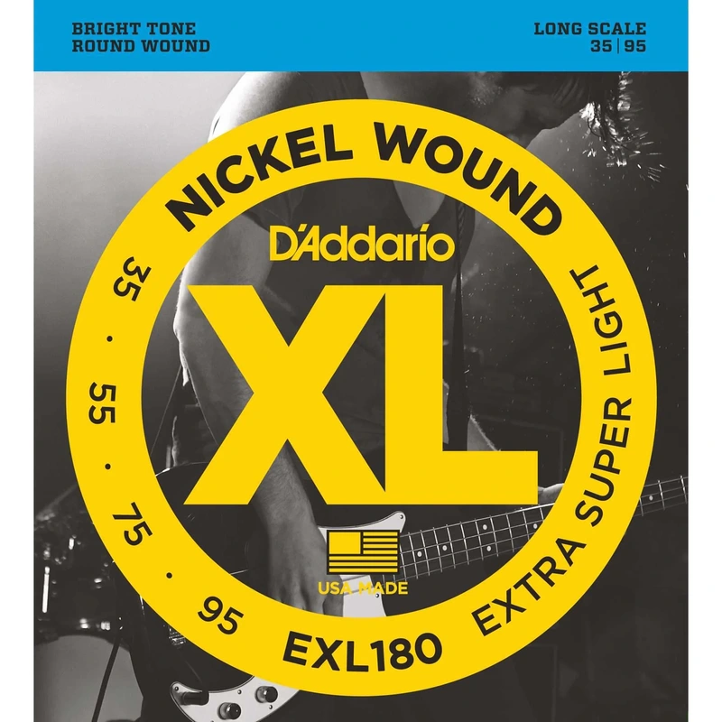 D'Addario EXL180 XL Nickel Round Wound Long Scale Extra Super Light Gauge Electric Bass Strings
