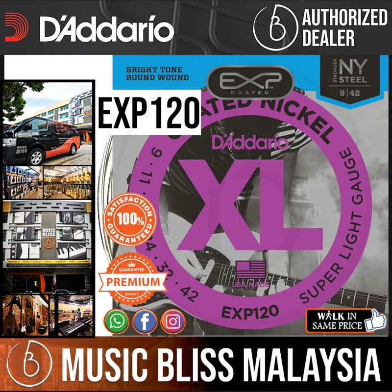 D'Addario EXP120 Coated Nickel Wound Strings -.009-.042 Super Light