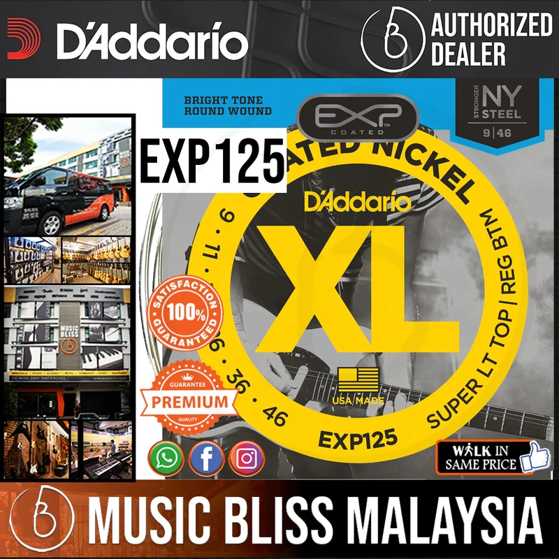 D'Addario EXP125 Nickel Wound Electric Strings -.009-.046 Super Light Top/Regular Bottom