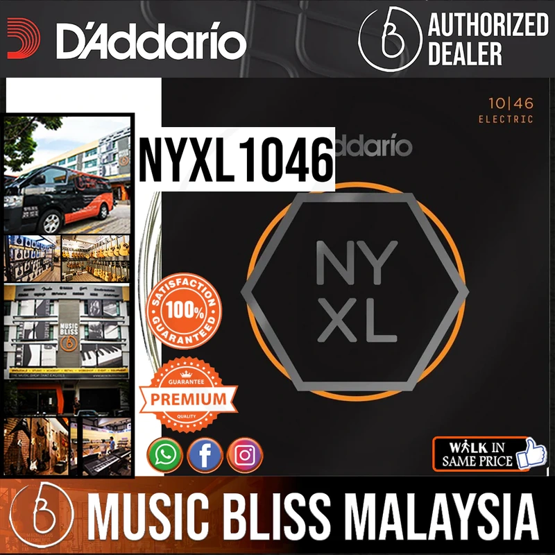 D'Addario NYXL1046 Nickel Wound Electric Strings -.010-.046 Regular Light