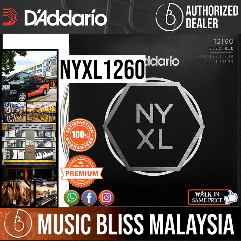 D'Addario NYXL1260 Nickel Wound Electric Strings -.012-.060 Extra Heavy