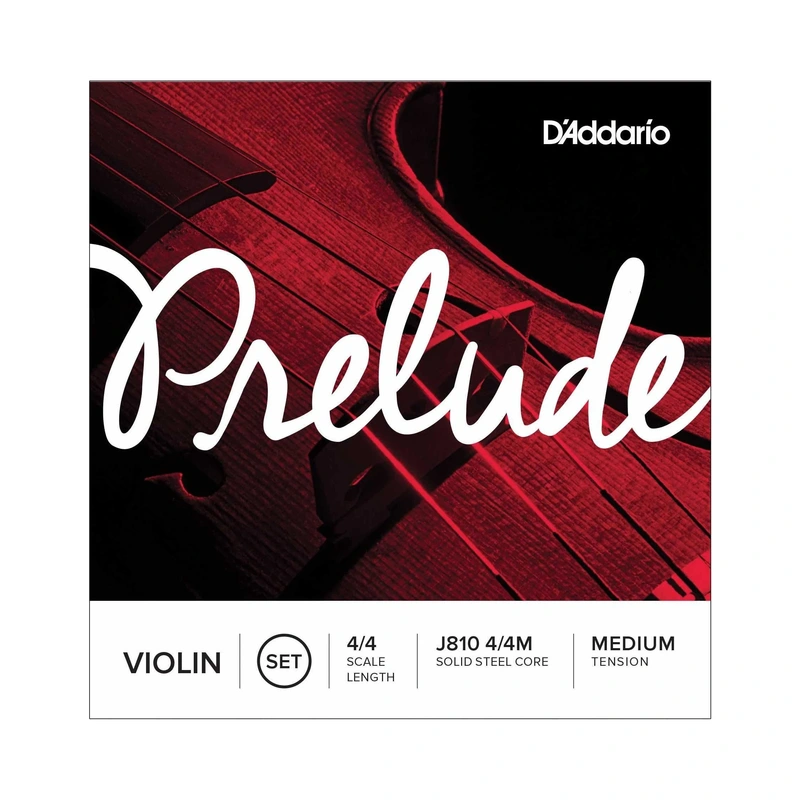 D'Addario Prelude J810 4/4 Scale Medium Tension Solid Steel Core Violin Strings