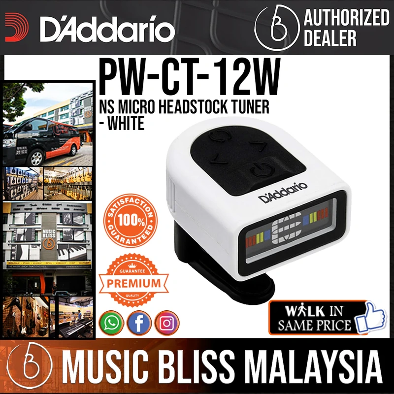 D'Addario PW-CT-12W Micro Headstock Tuner - White