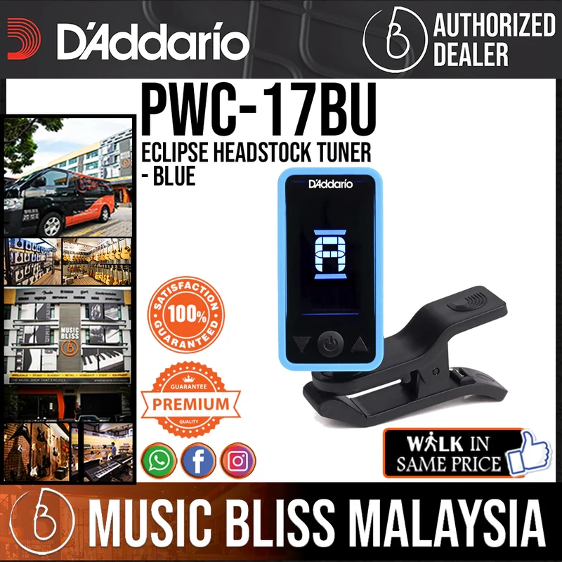 D'Addario PW-CT-17BU Eclipse Headstock Tuner - Blue