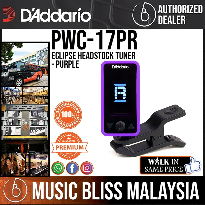 D'Addario PW-CT-17PR Eclipse Headstock Guitar Tuner - Purple
