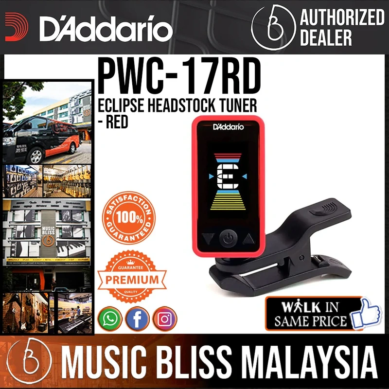 D'Addario PW-CT-17RD Eclipse Headstock Guitar Tuner - Red