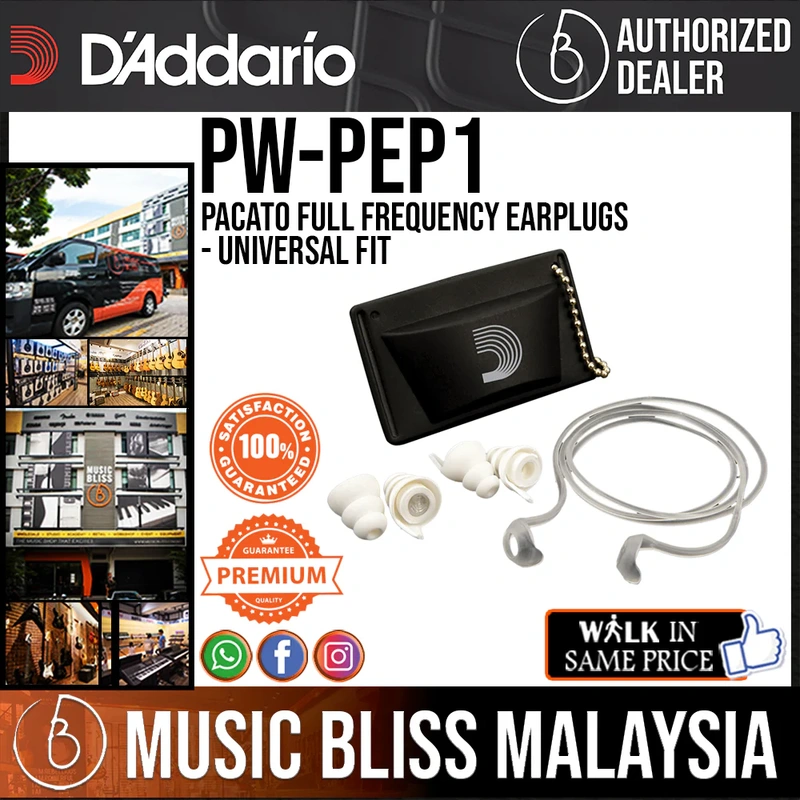 D'Addario PW-PEP1 Pacato Full Frequency Earplugs - Universal Fit