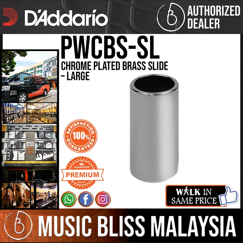 D'Addario PWCBS-SL Chrome Plated Brass Slide  Large