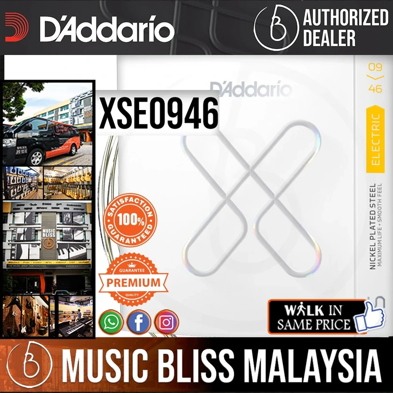 D'Addario XSE0946 Nickel-plated Steel-coated Electric Guitar Strings - .009-.046 Super Light Top/Regular Bottom