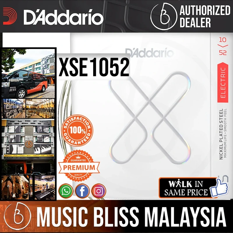 D'Addario XSE1052 Nickel-plated Steel-coated Electric Guitar Strings - .010-.052 Light Top/Heavy Bottom