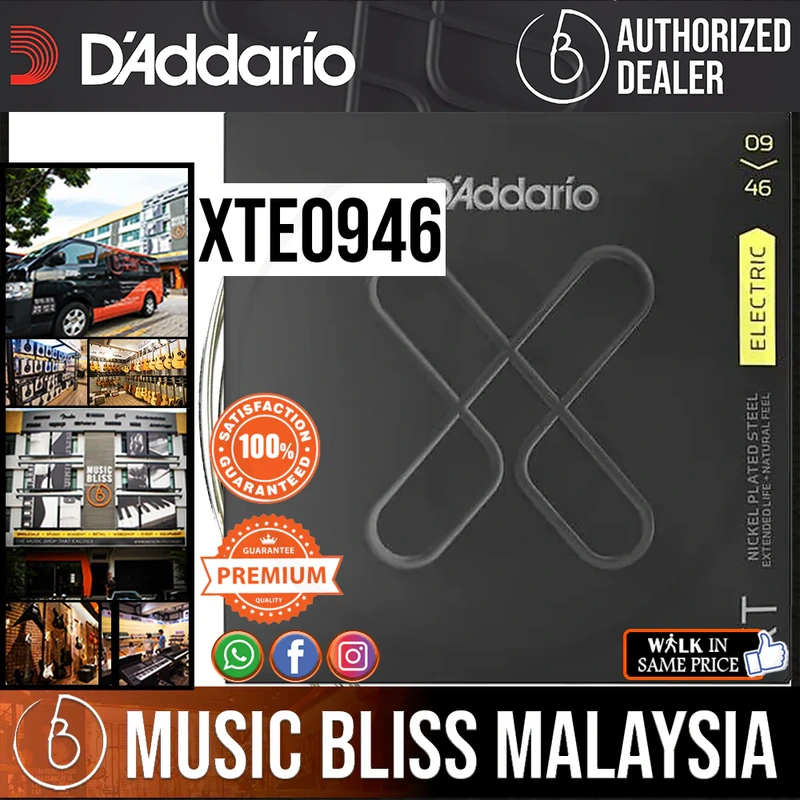 D'Addario XTE0946 XT Nickel Plated Steel Electric Guitar Strings -.009-.046 Super Light Top/Regular Bottom