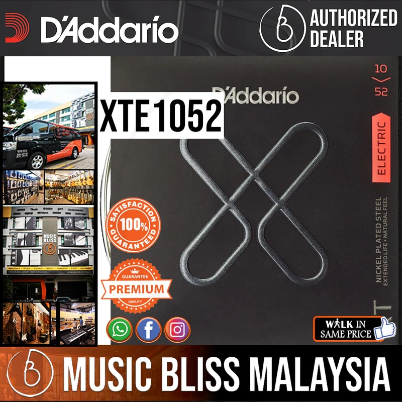 D'Addario XTE1052 XT Nickel Plated Steel Electric Guitar Strings -.010-.052 Light Top/Heavy Bottom
