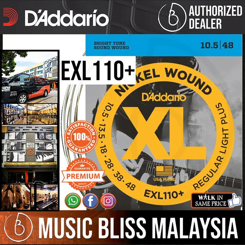 DAddario EXL110+ Nickel Wound Electric Strings - .010.5-.048 Regular Light Plus