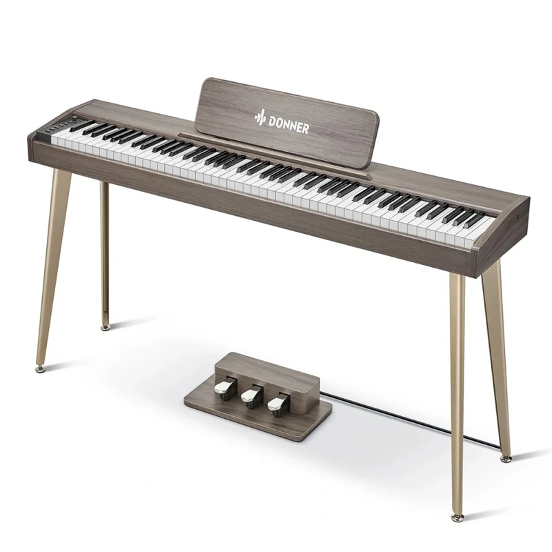 Donner DDP-60 88-Key Semi-Weighted Upright Digital Piano - Gray Brown