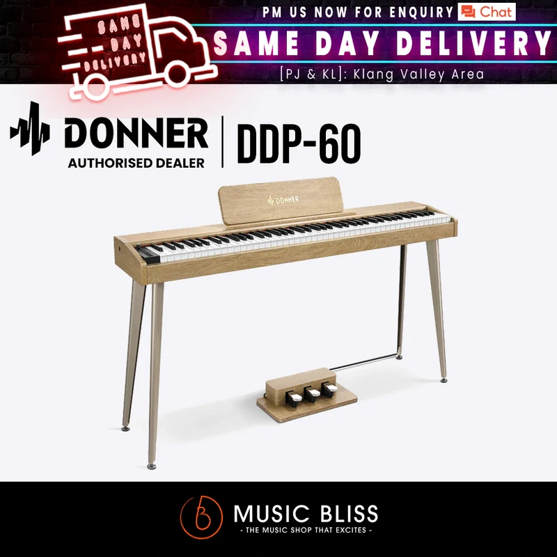 Donner DDP-60 88-Key Semi-Weighted Upright Digital Piano - Natural