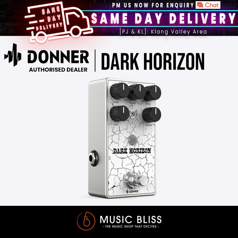 Donner Guitar Distortion Pedal, Dark Horizon Crunch Distortion Classic British Distortion Effect with 3-Band EQ True Bypass