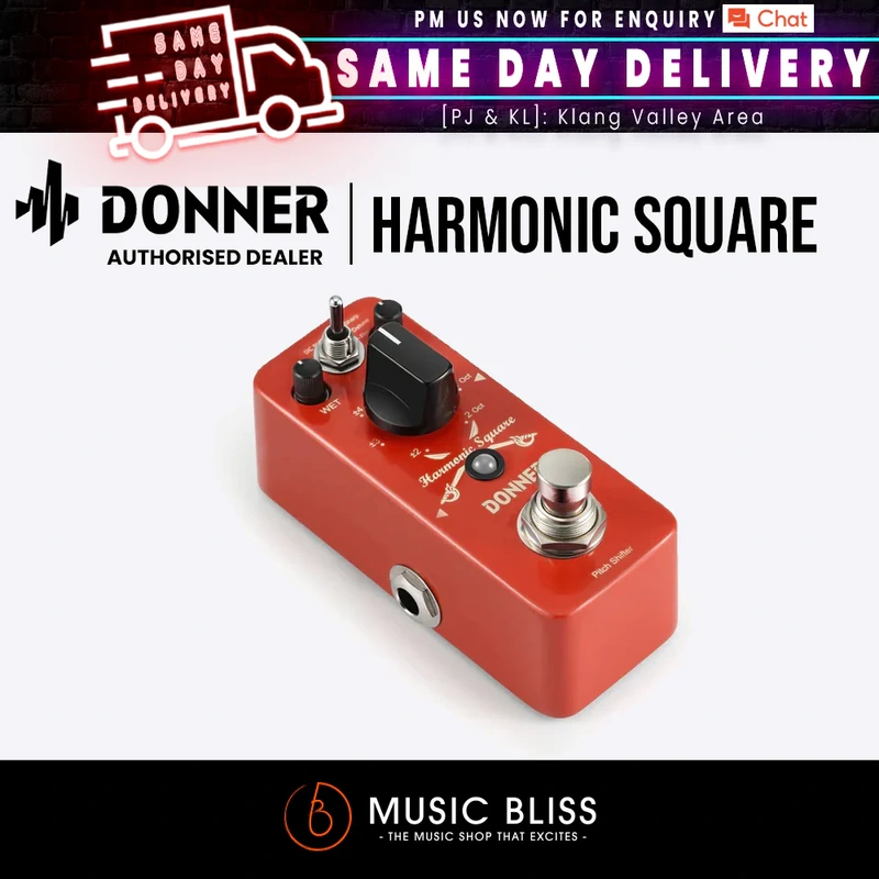 Donner Octave Guitar Pedal, Harmonic Square Digital Octave Pedal Pitch Shifter 7 Shift Types 3 Tone Modes Sharp Detune Flat True Bypass