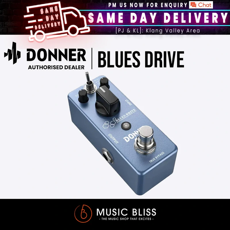 Donner Overdrive Guitar Pedal, Blues Drive Vintage Overdrive Effect Warm/Hot Modes True Bypass