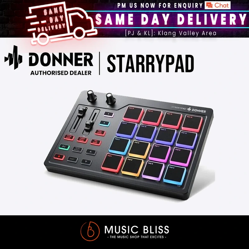 Donner STARRYPAD MIDI Drum Machine Beat Maker With 16 Pads
