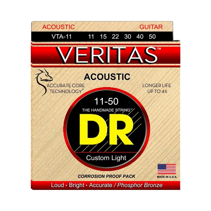 DR VTA-11 Veritas Phosphor Bronze Acoustic Guitar Set, Custom Light
