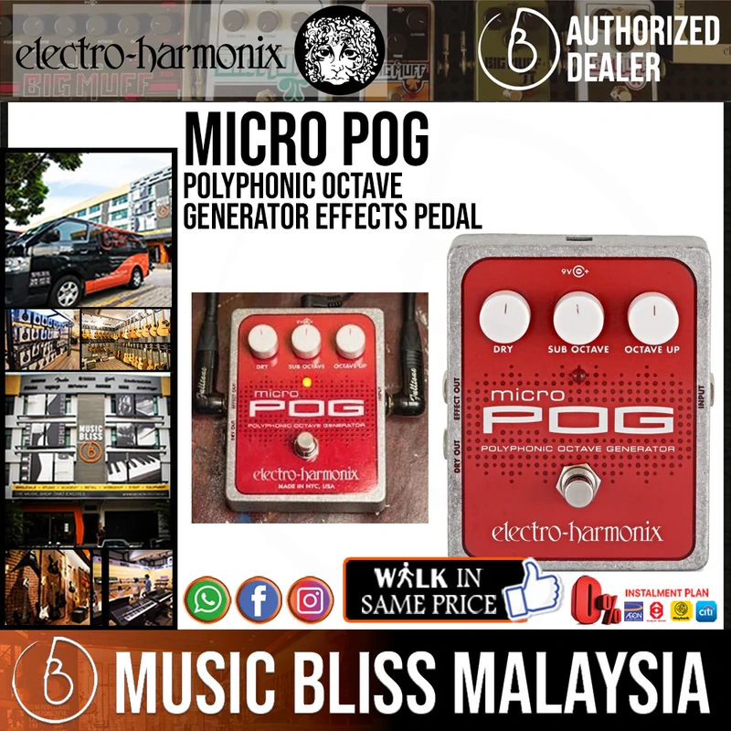 Electro Harmonix Micro POG Polyphonic Octave Generator Effects Pedal