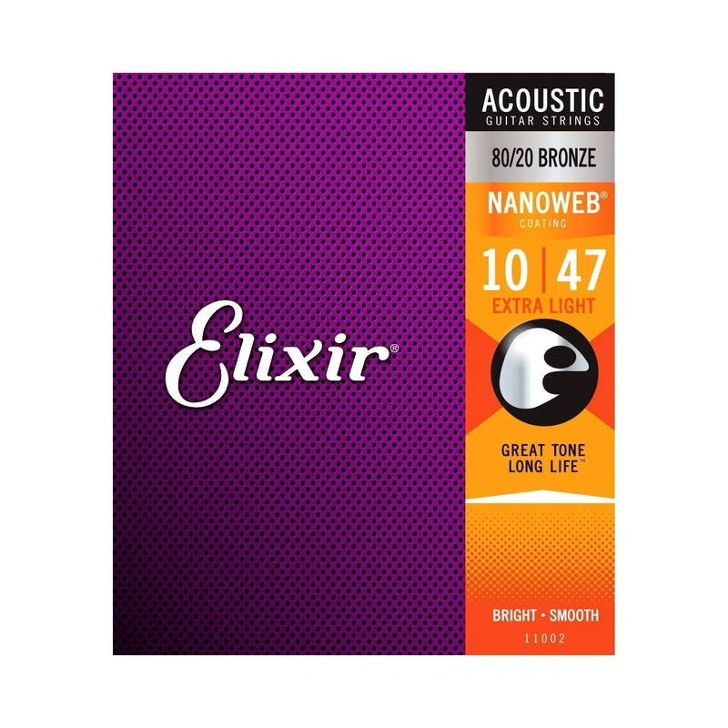 Elixir 11002 80/20 Bronze Nanoweb Extra Light 6-String Acoustic Guitar Strings