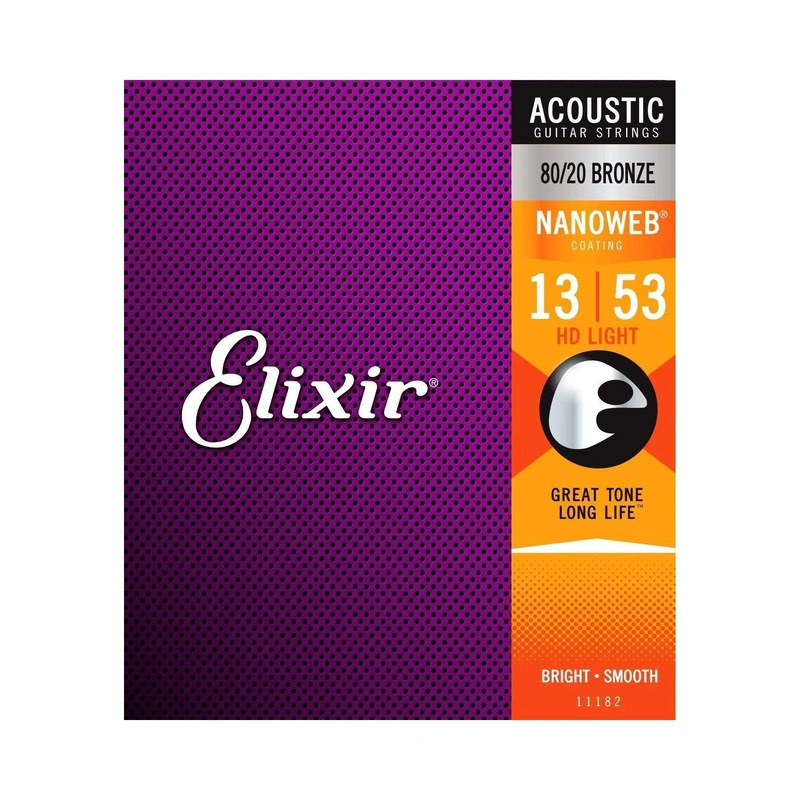 Elixir 11182 80/20 Bronze Nanoweb HD Light 6-String Acoustic Guitar Strings