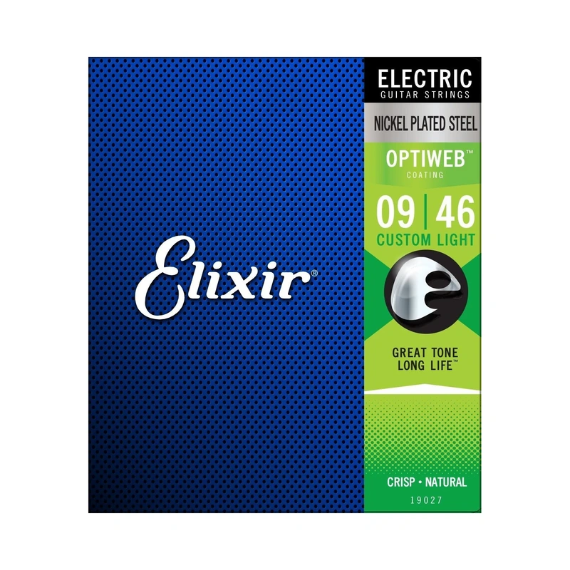 Elixir 19027 Optiweb Coated Nickel Plated Steel Custom Light 6-String Electric Guitar Strings