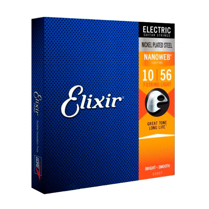 Elixir Strings 12057 Nanoweb Electric Guitar Strings -.010-.056 7-string Light