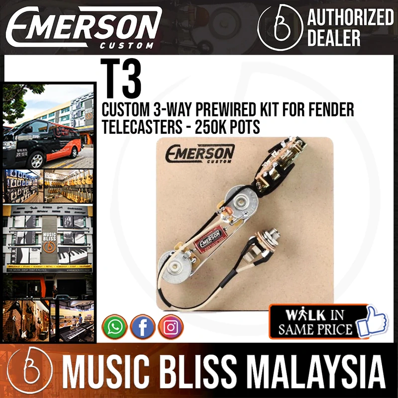 Emerson Custom 3-way Prewired Kit for Fender Telecasters - 250k Pots