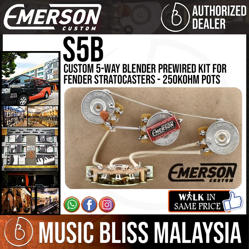 Emerson Custom 5-way Blender Prewired Kit for Fender Stratocasters - 250Kohm Pots
