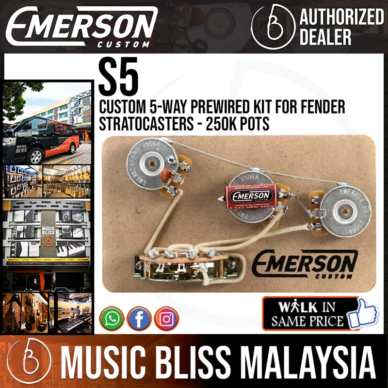 Emerson Custom 5-way Prewired Kit for Fender Stratocasters - 250k Pots
