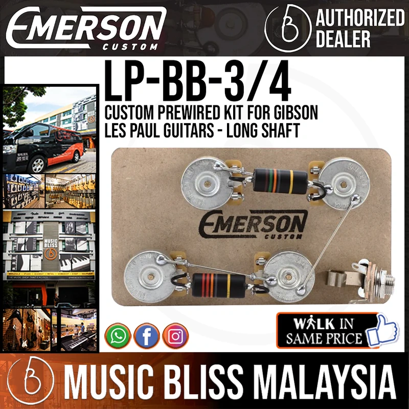 Emerson Custom Prewired Kit for Gibson Les Paul Guitars - Long Shaft