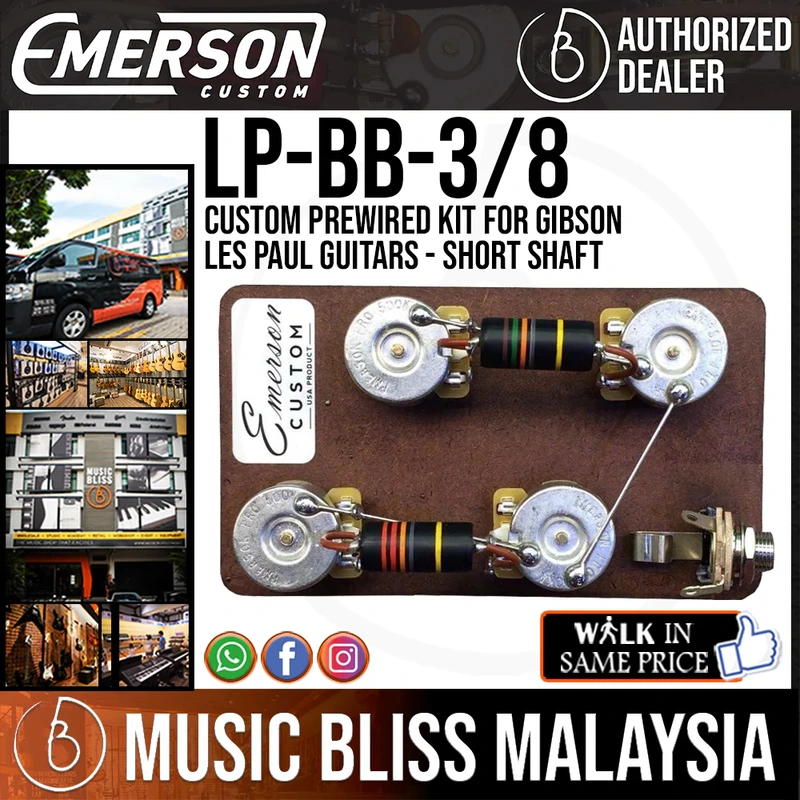 Emerson Custom Prewired Kit for Gibson Les Paul Guitars - Short Shaft
