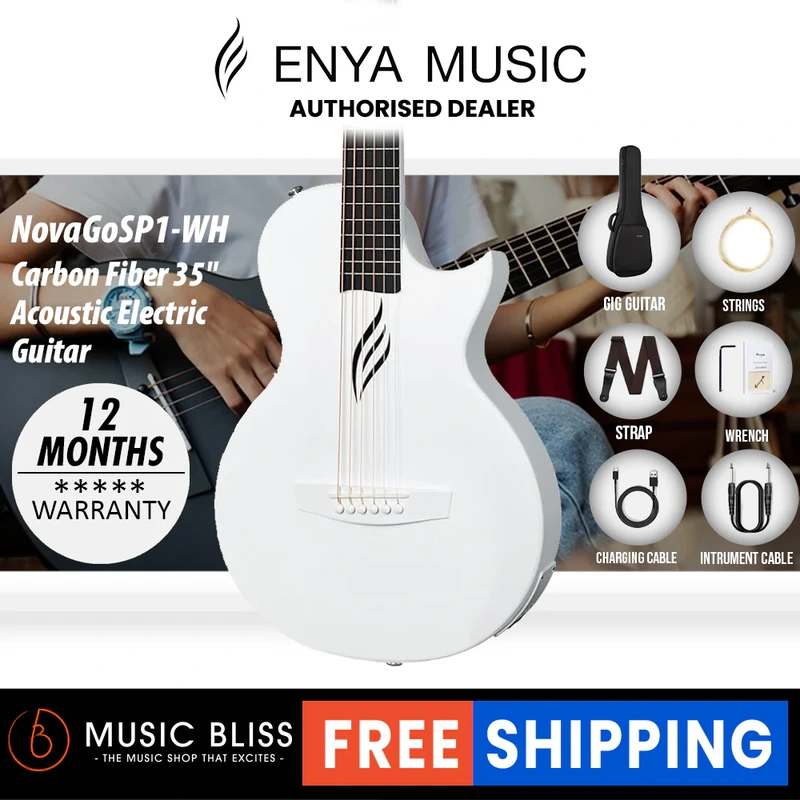 Enya Nova Go Guitar SP1 Carbon Fiber Acoustic-Electric Guitar - White