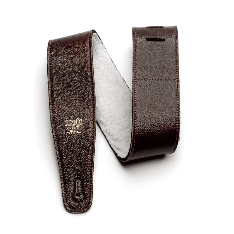 Ernie Ball 2.5" Adjustable Italian Leather With Fur Padding - Chestnut