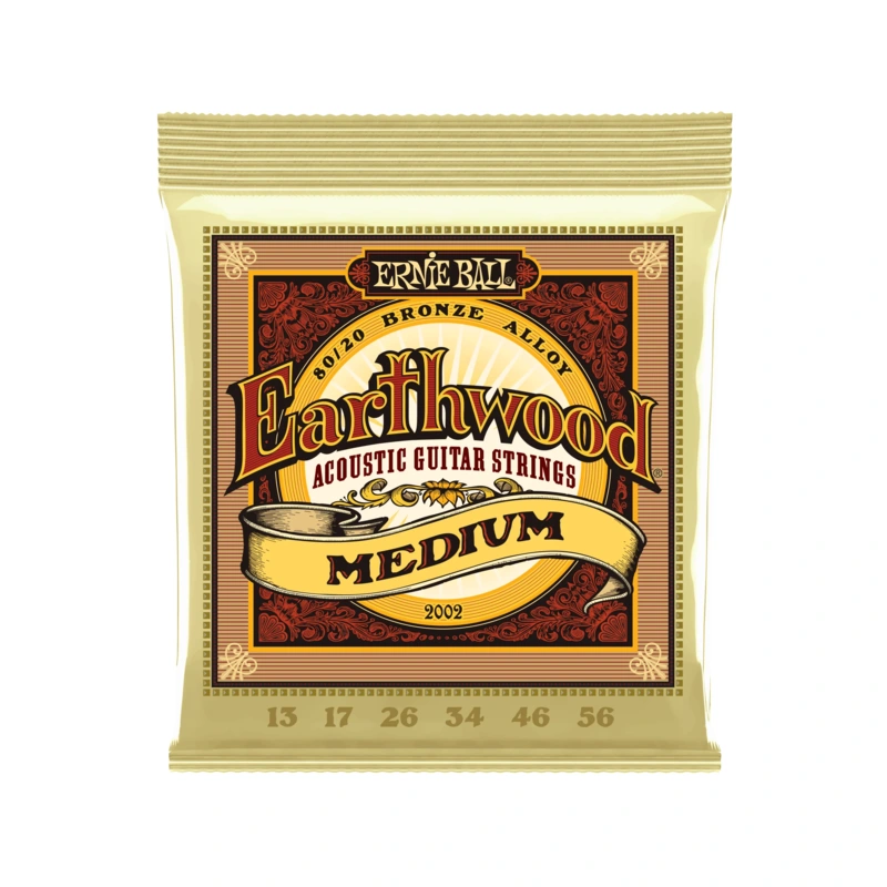 Ernie Ball 2002 Earthwood 80/20 Bronze Roundwound Medium Gauge Acoustic Guitar Strings