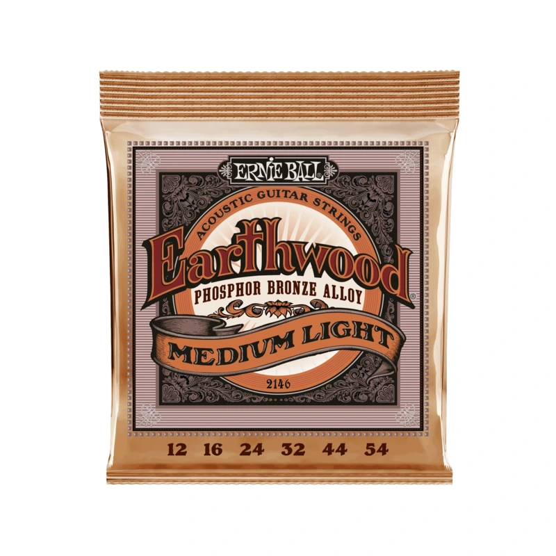 Ernie Ball 2146 Earthwood Phosphor Bronze Medium Light Gauge Acoustic Guitar Strings