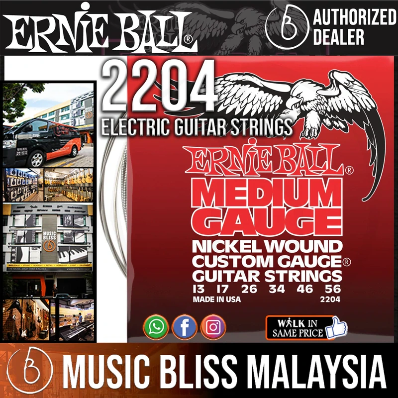 Ernie Ball 2204 Nickel Wound Medium Slinky Electric Guitar Strings (13-56)