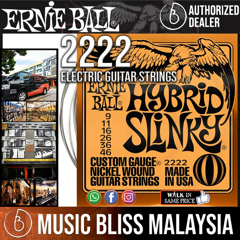 Ernie Ball 2222 Hybrid Slinky Nickel Wound Electric Guitar Strings (9-46)