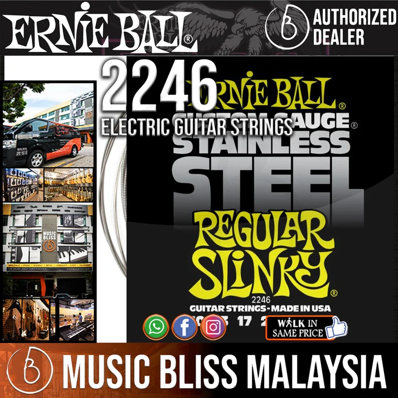 Ernie Ball 2246 Regular Slinky Stainless Steel Wound Electric Guitar Strings (10-46)