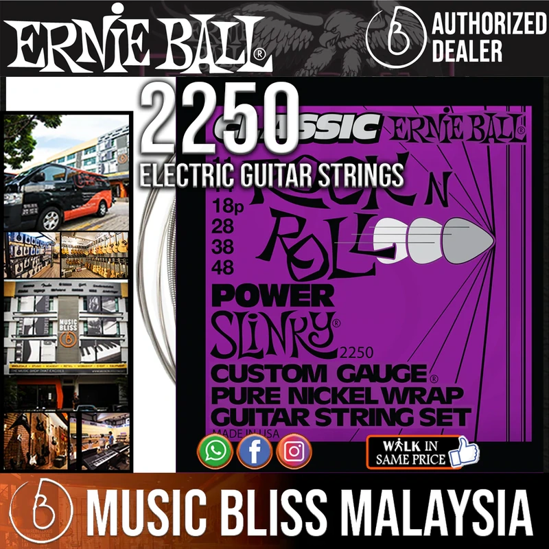 Ernie Ball 2250 Power Slinky Classic Rock N Roll Electric Guitar Strings (11-48)