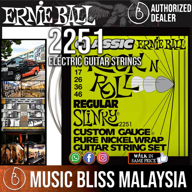 Ernie Ball 2251 Regular Slinky Classic Rock N Roll Electric Guitar Strings (10-46)