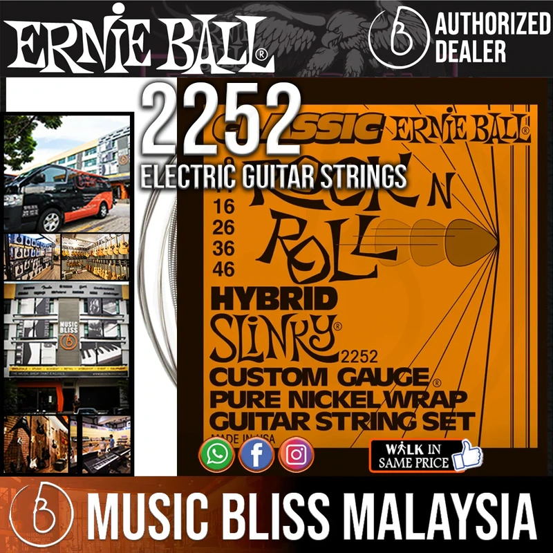 Ernie Ball 2252 Hybrid Slinky Classic Rock N Roll Electric Guitar Strings (9-46)