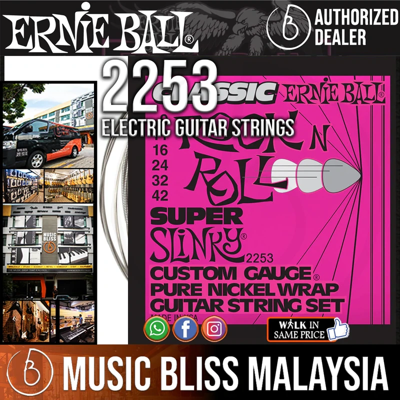 Ernie Ball 2253 Super Slinky Classic Rock N Roll Electric Guitar Strings (9-42)