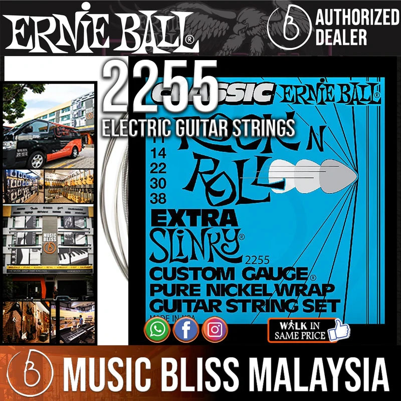 Ernie Ball 2255 Extra Slinky Classic Rock N Roll Electric Guitar Strings (8-38)