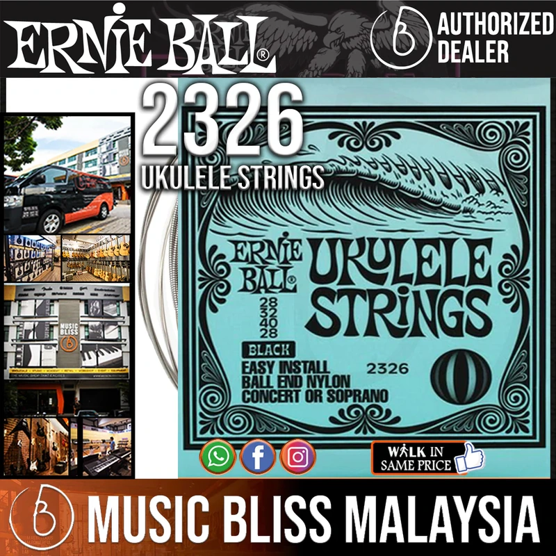 Ernie Ball 2326 Concert/Soprano Nylon Ball End Ukulele Strings - Black